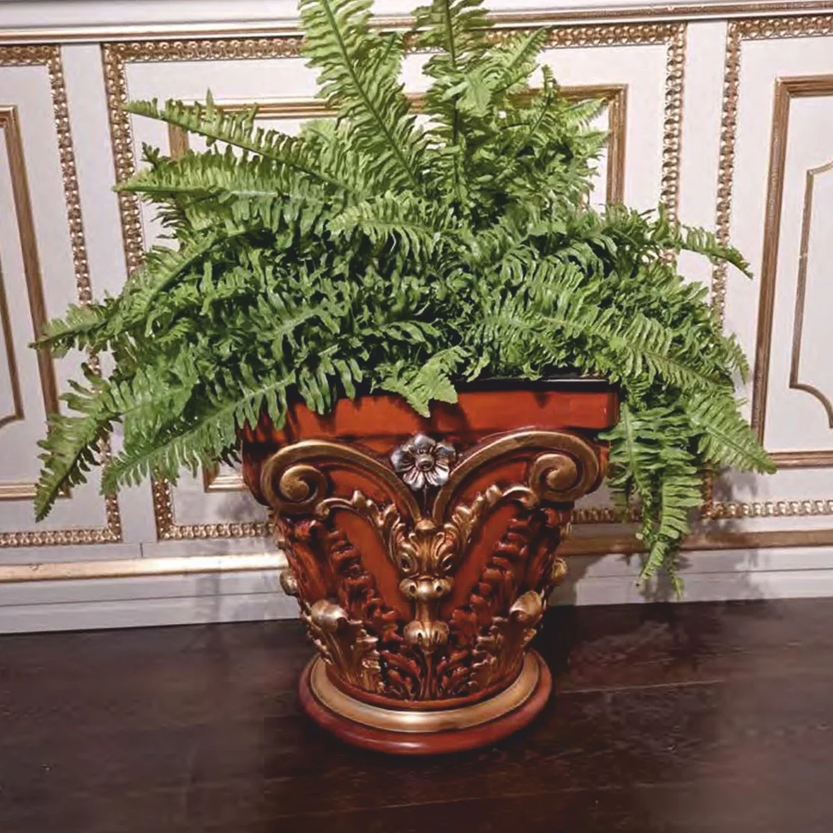 Casa Padrino maceta barroco de lujo marr¨®n / oro / plata A. 45 cm - Hecho en Italia