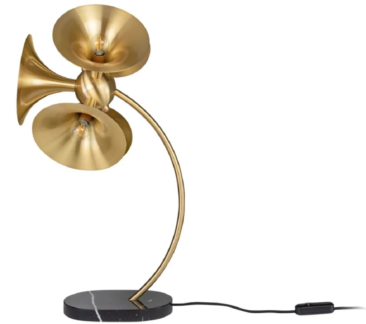 Casa Padrino lámpara de mesa de lujo latón / negro 41 x 41 x H. 77 cm - Lámpara de Escritorio - Lámpara de Latón con Base de Mármol - Lámpara de Salón - Lámpara de Oficina