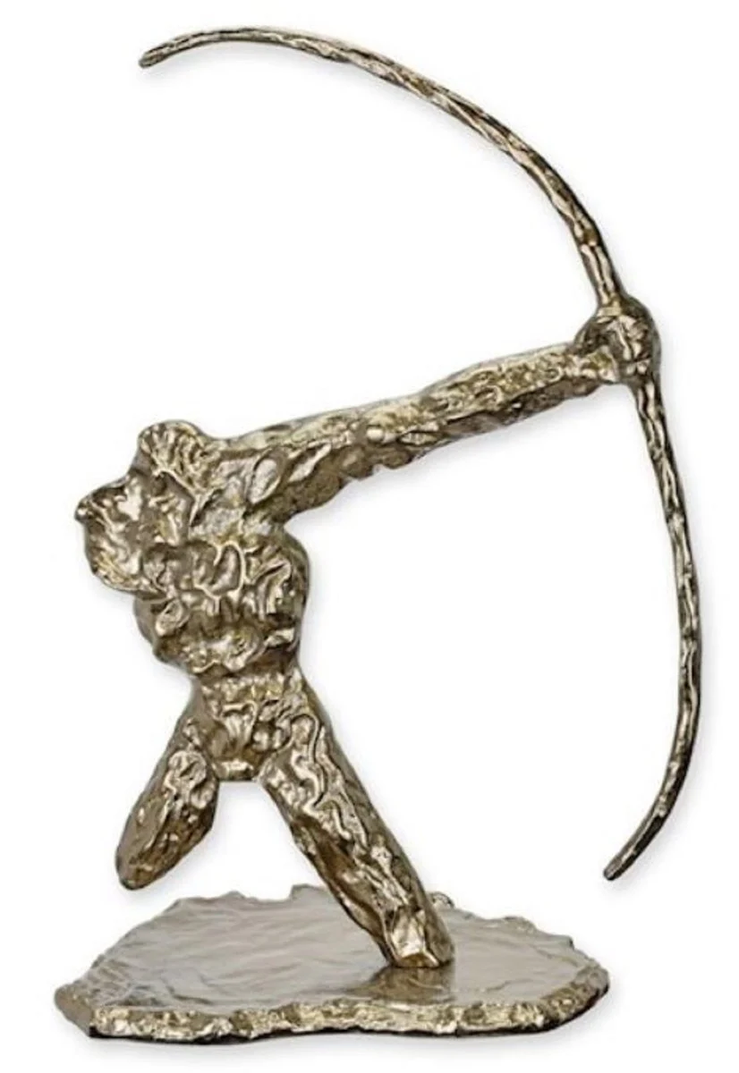 Casa Padrino escultura decorativa de aluminio de lujo Hércules con lazo plata 34,3 x 24,8 x A. 51,5 cm - Figura decorativa de aluminio - Decoración de salón - Decoración de escritorio