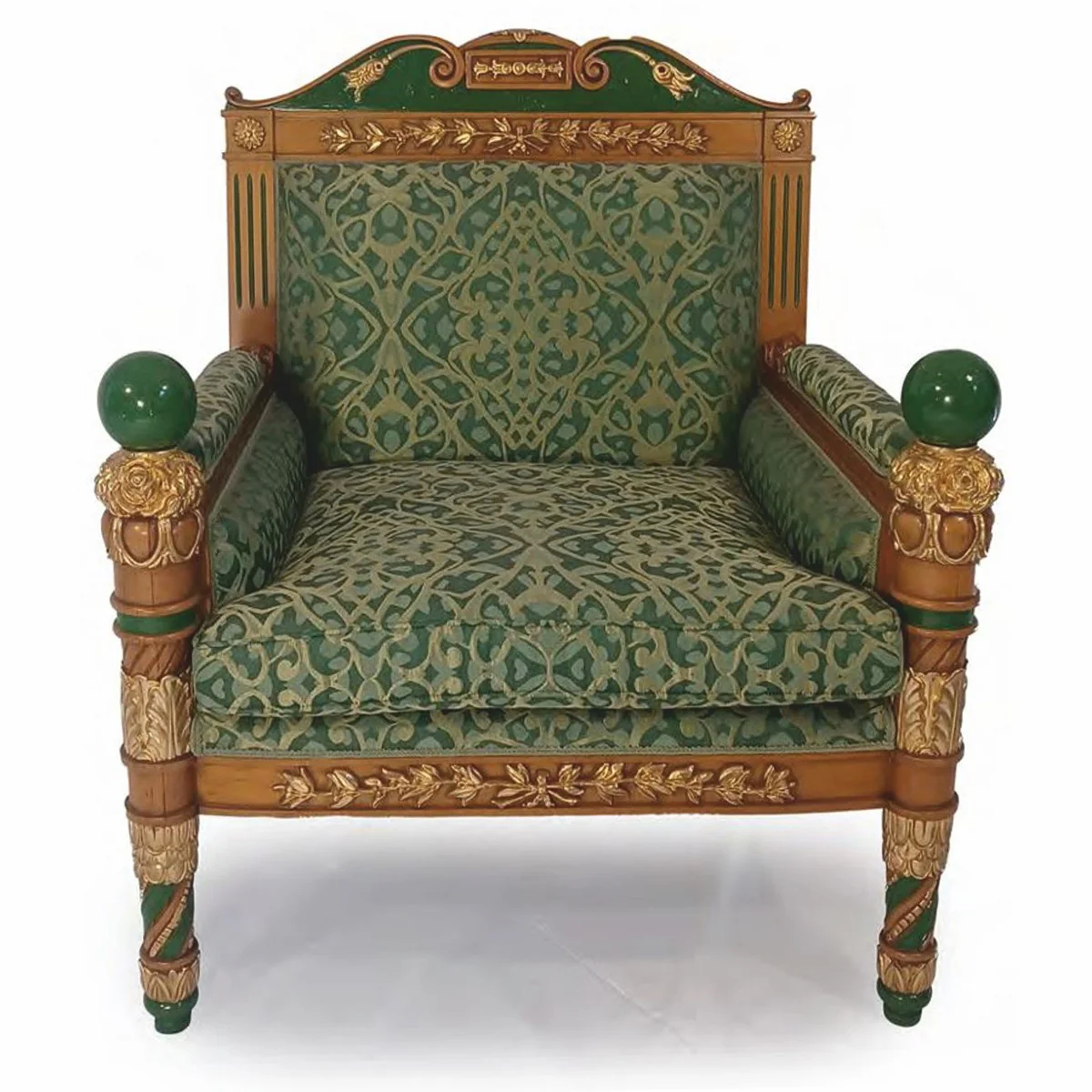 Casa Padrino sill¨®n barroco de lujo de hotel y sala de estar verde / marr¨®n / oro - Hecho en Italia