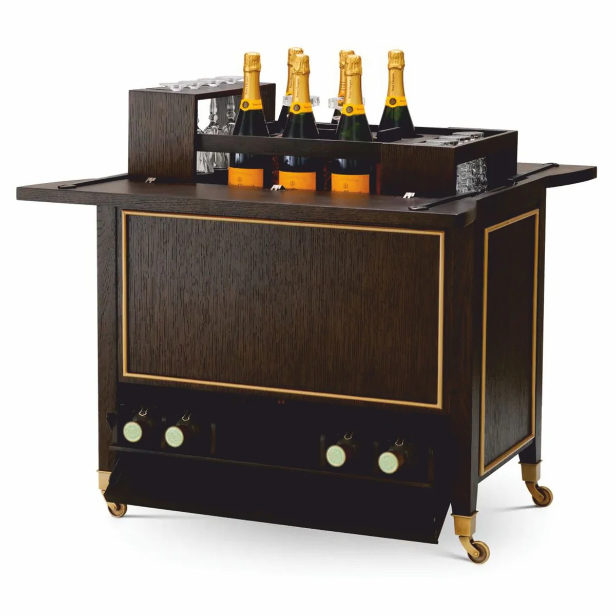 Casa Padrino Carrito de Servicio de Lujo Marr¨®n Oscuro / Lat¨®n 90,5 cm - Carrito de Hotel