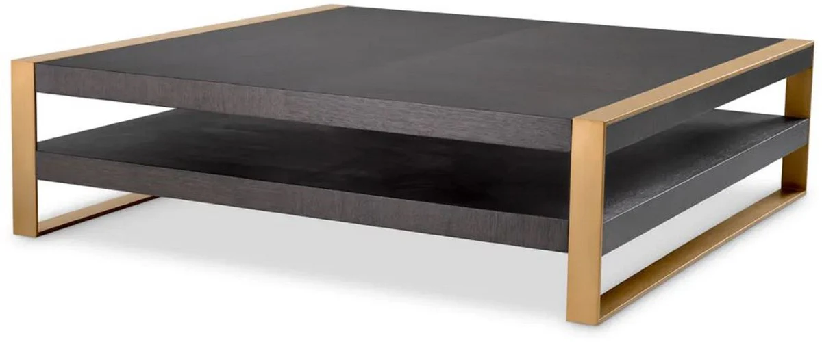 Casa Padrino mesa de centro de lujo moca / lat¨®n 150 x 150 x A. 42,5 cm - Mesa de sal¨®n cuadrada - Muebles de sal¨®n - Muebles de madera maciza - Muebles de lujo