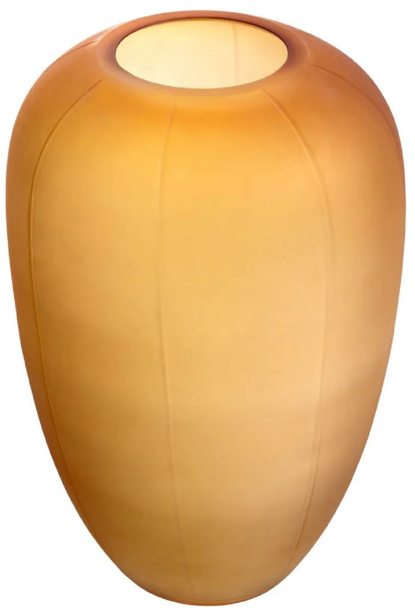 Casa Padrino florero de cristal de lujo ámbar Ø 29 x A. 45,5 cm - Florero soplado a mano - Florero decorativo redondo - Accesorios decorativos - Jarrones decorativos de cristal - Accesorios de lujo