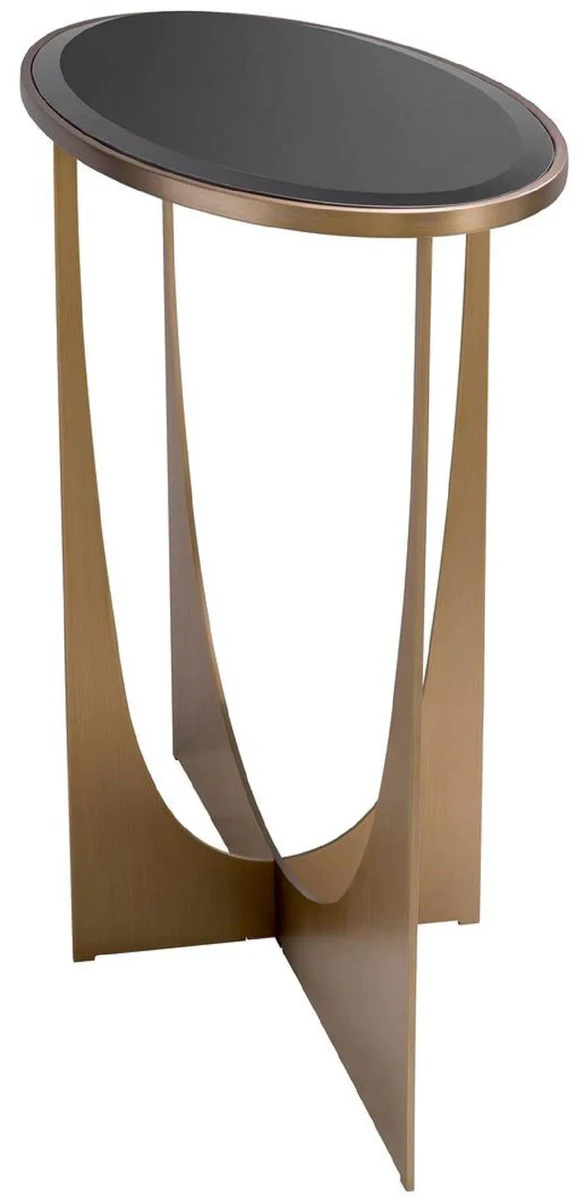 Casa Padrino consola de lujo lat¨®n / negro 101,5 x 41,5 x A. 78,5 cm - Mesa consola ovalada de acero inoxidable con tapa de vidrio - Muebles de lujo - Muebles de sal¨®n - Interiores de lujo