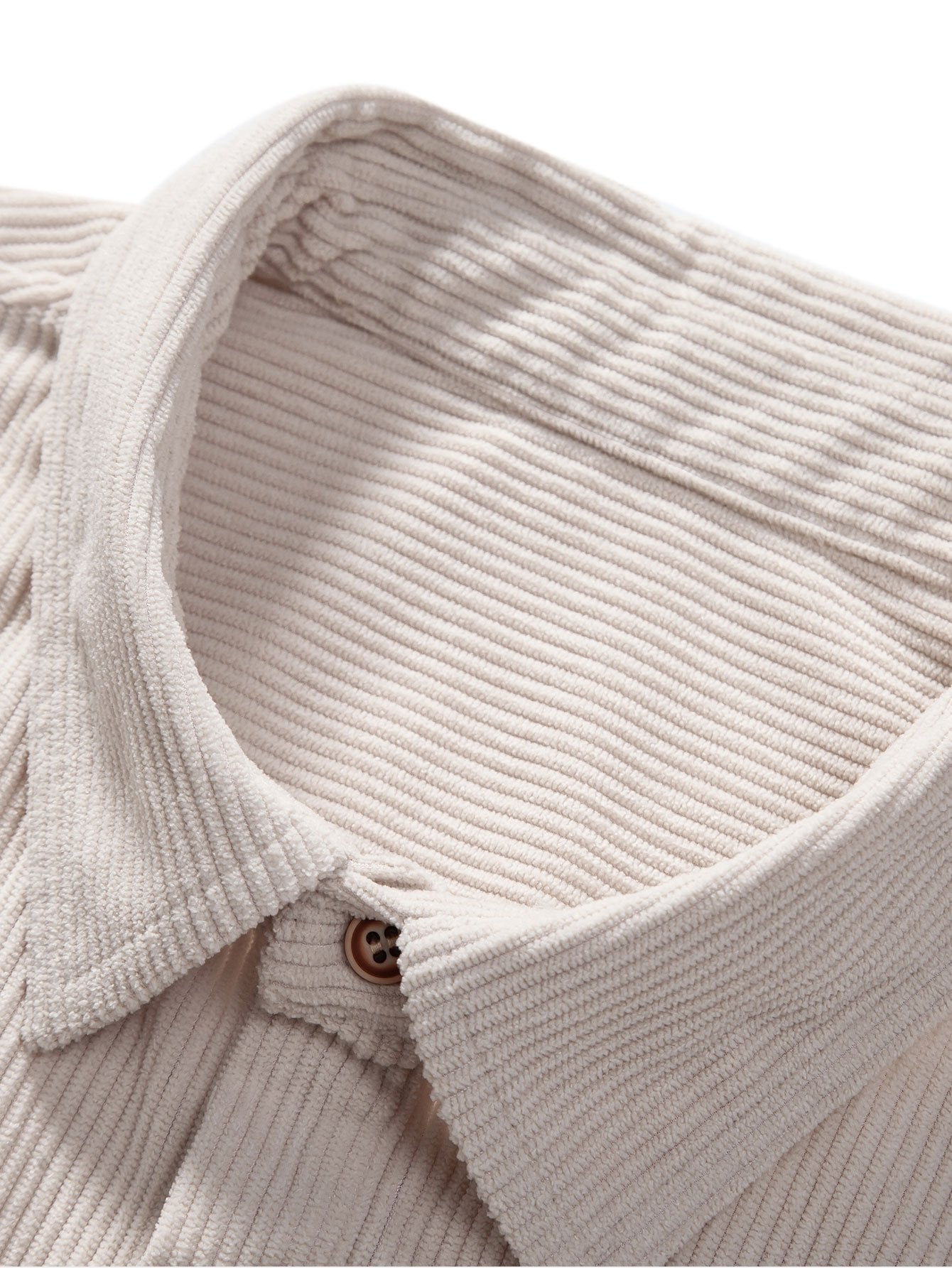 Long Sleeve Polo Collar Corduroy Shirt