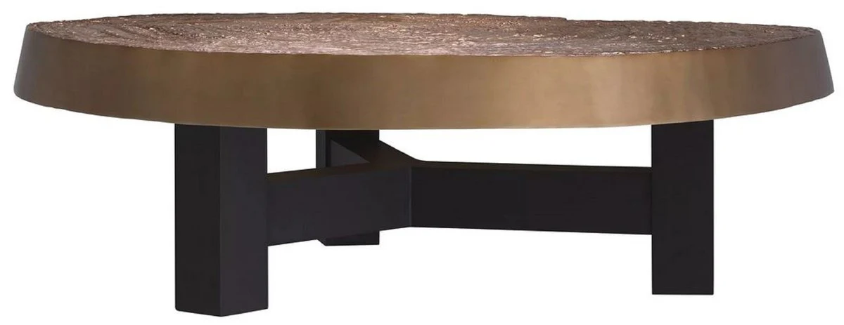 Casa Padrino mesa de centro de lujo oro antiguo / negro 105 x 110 x A. 35 cm - Mesa de sal¨®n moderna con tablero de aluminio - Muebles de Sal¨®n - Muebles de Lujo