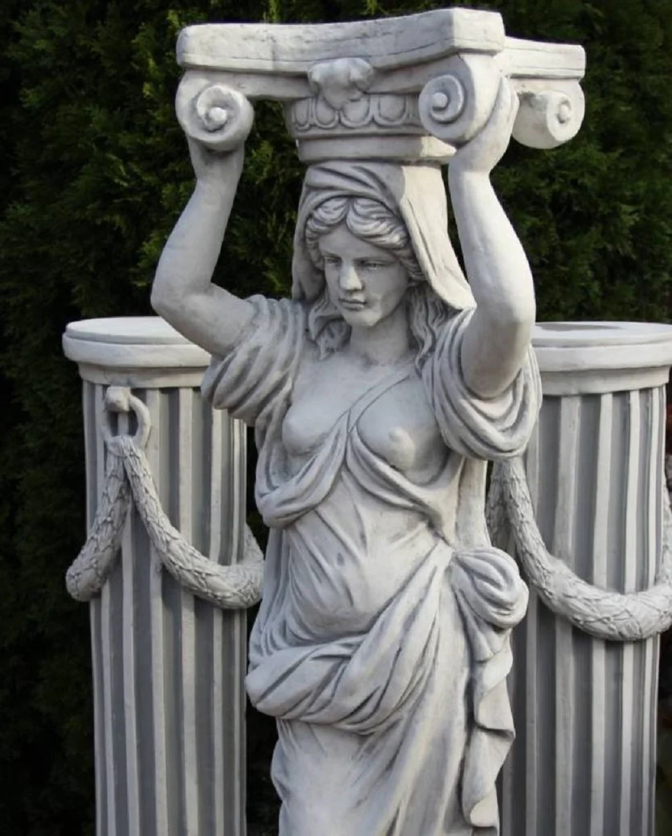 Casa Padrino Escultura de Decoración de Jardín Art Nouveau Mujer Gris 37 x 34 x A. 154 cm - Elegante Decoración de Jardín Figura - Accesorios de Decoración de Jardín Barrocos y Art Nouveau