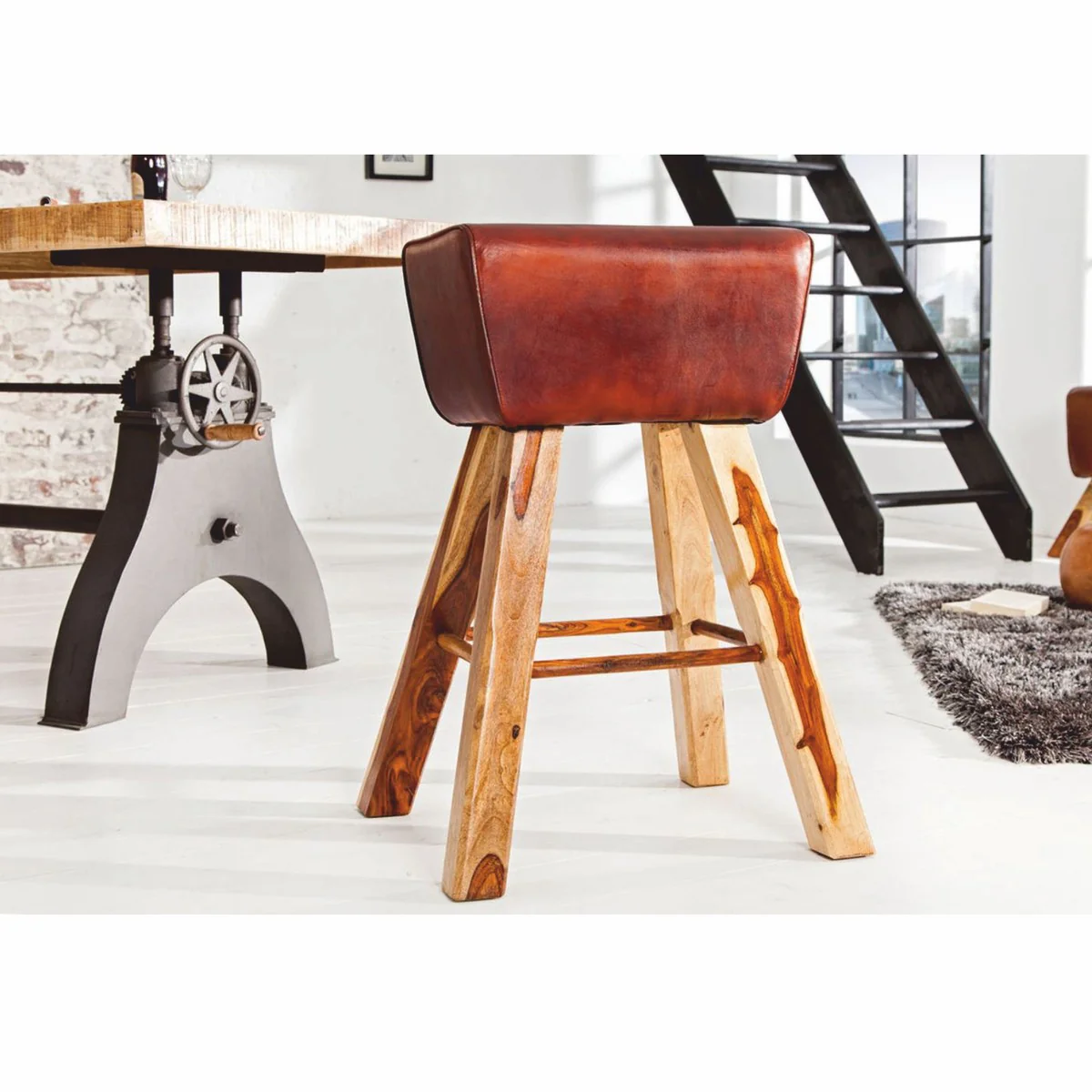 Casa Padrino Designer - Silla de bar de cuero genuino, marr¨®n - Taburetes - Furniture Restaurant Hotel