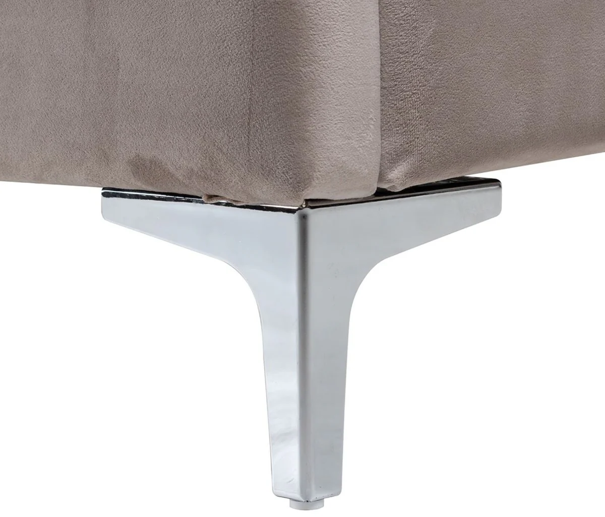 Casa Padrino cama doble Art Deco de lujo caqui / plata 195 x 218 x A. 130 cm - Cama de madera maciza con tela de terciopelo fino - Muebles de dormitorio - Muebles Art Deco de lujo