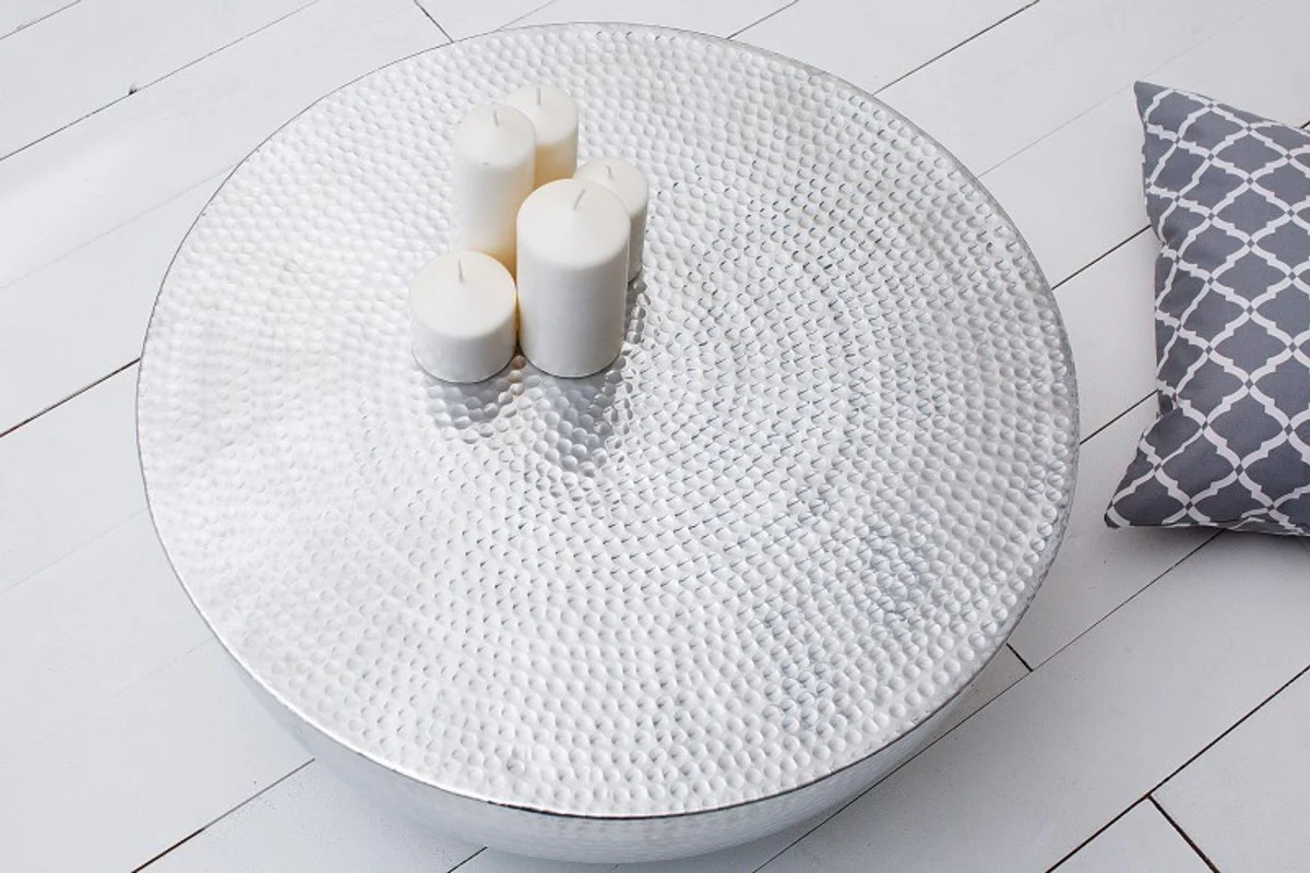 Mesa de centro de lujo Casa Padrino plata 68 cm aluminio - salón mesa salón - único