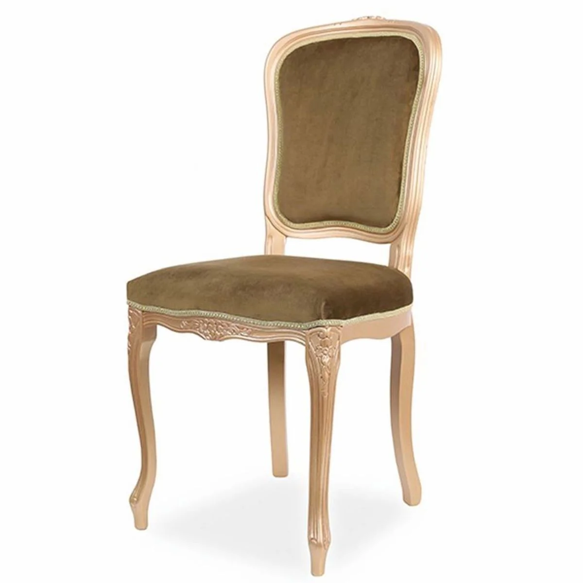 Casa Padrino conjunto de 4 sillas de comedor barrocos de lujo verde oliva / beige A. 100 cm - Muebles barrocos