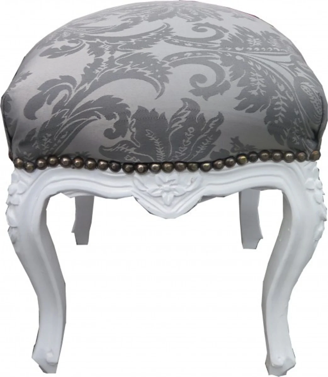 Casa Padrino barroco de heces Gris Patr¨®n / Blanco Altura 40 cm, anchura 35 cm - muebles barrocos