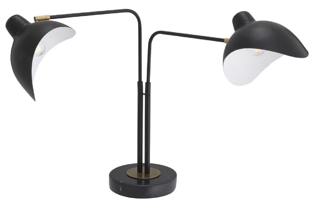 Casa Padrino lámpara de mesa de diseño negro / latón antiguo 95 x 20 x A. 57 cm - Elegante lámpara de escritorio estilo años 50 - Luces de Lujo