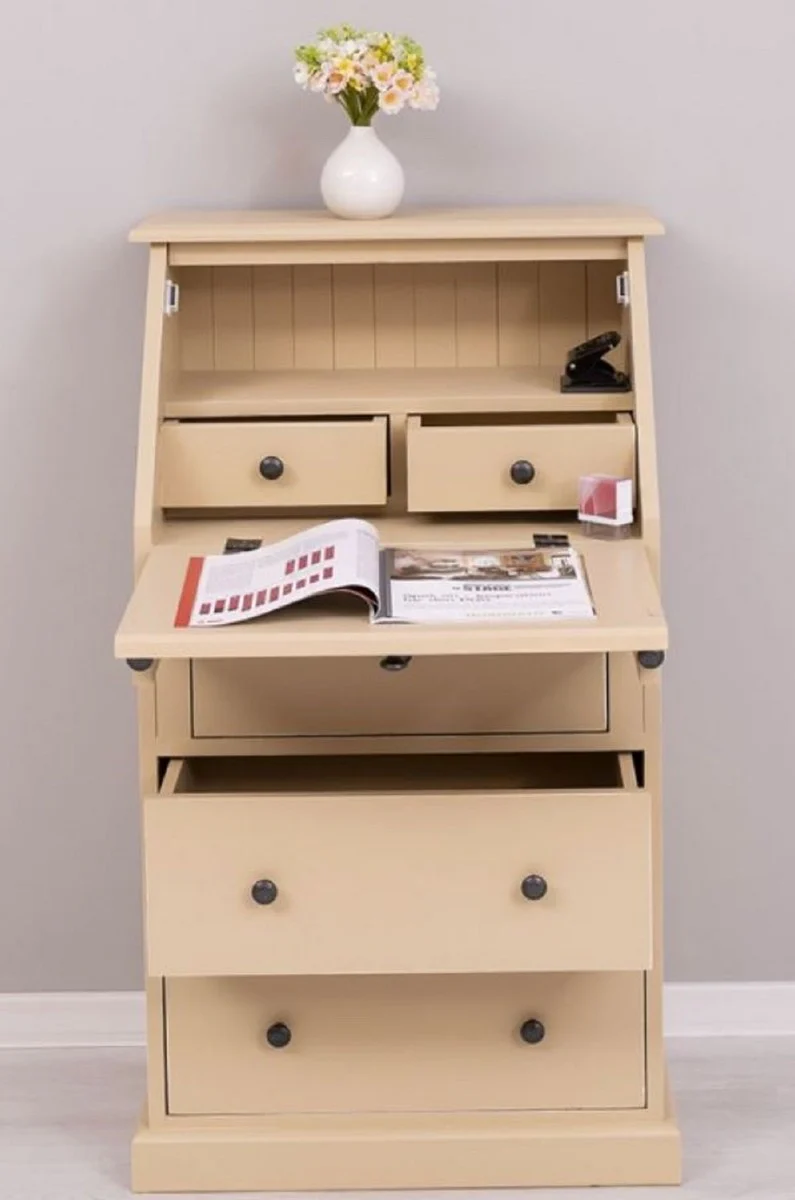 Casa Padrino secretaria cómoda de estilo campestre beige 65 x 45 x A. 110 cm - Armario de madera maciza con 5 cajones - Muebles de madera maciza - Muebles de estilo campestre