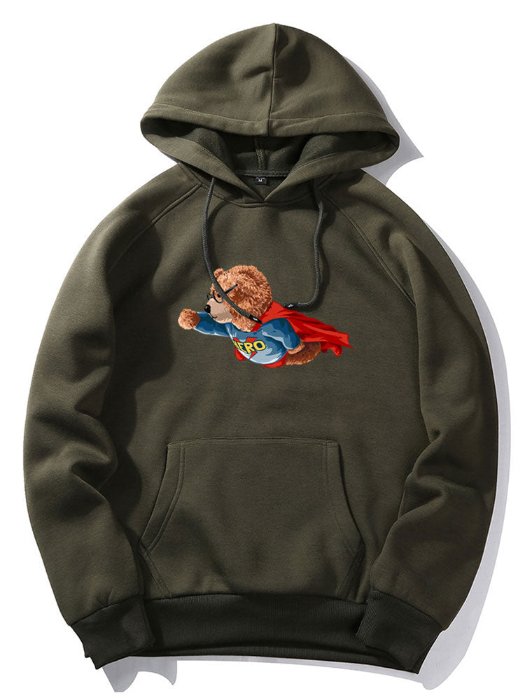 Superhero Bear Print Hoodie