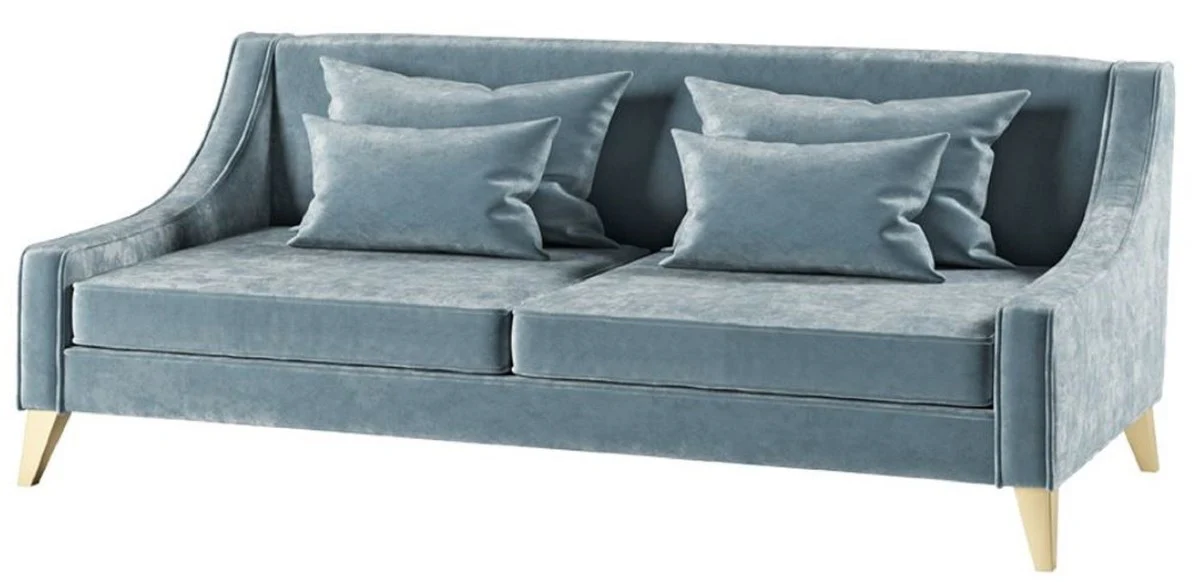 Casa Padrino sof¨¢ neocl¨¢sico de lujo azul claro / oro 152 x 97 x A. 85 cm - Sof¨¢ de sal¨®n - Sof¨¢ de hotel - Muebles de sal¨®n - Muebles de hotel - Muebles de lujo - Muebles neocl¨¢sicos