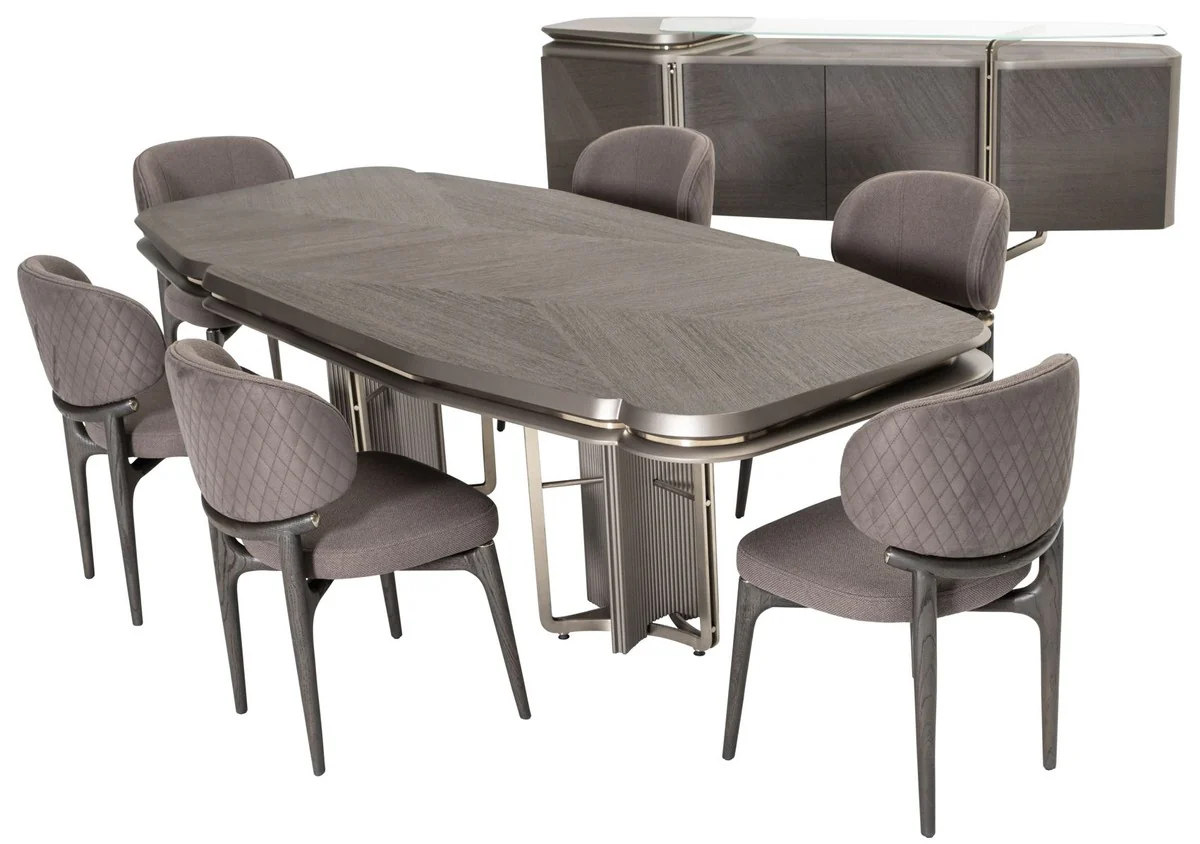 Casa Padrino mesa de comedor de lujo gris / plata 251 cm - Muebles de comedor de lujo