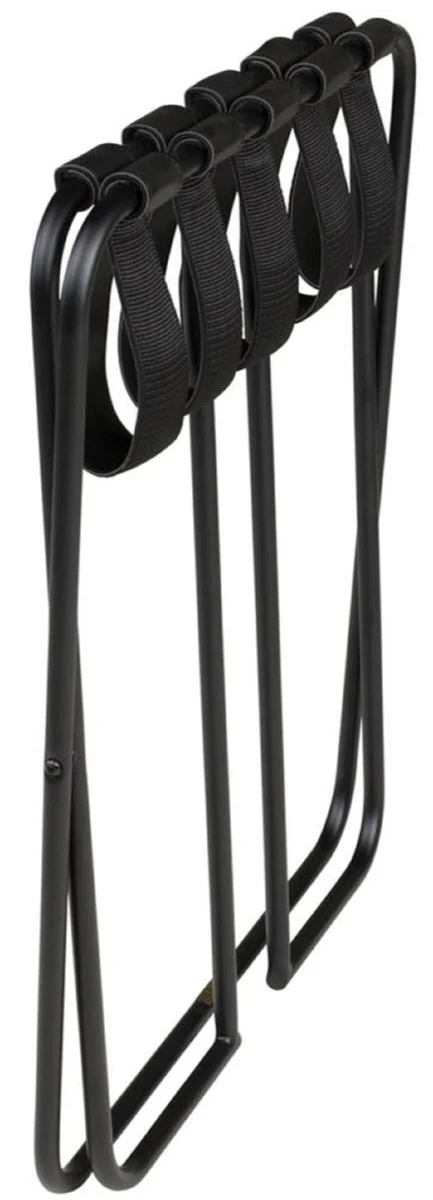 Casa Padrino portaequipajes de lujo negro 55 x 44 x A. 50 cm - Portaequipajes plegable con acero con revestimiento en polvo y cuero sint¨¦tico - Accesorios de Hotel