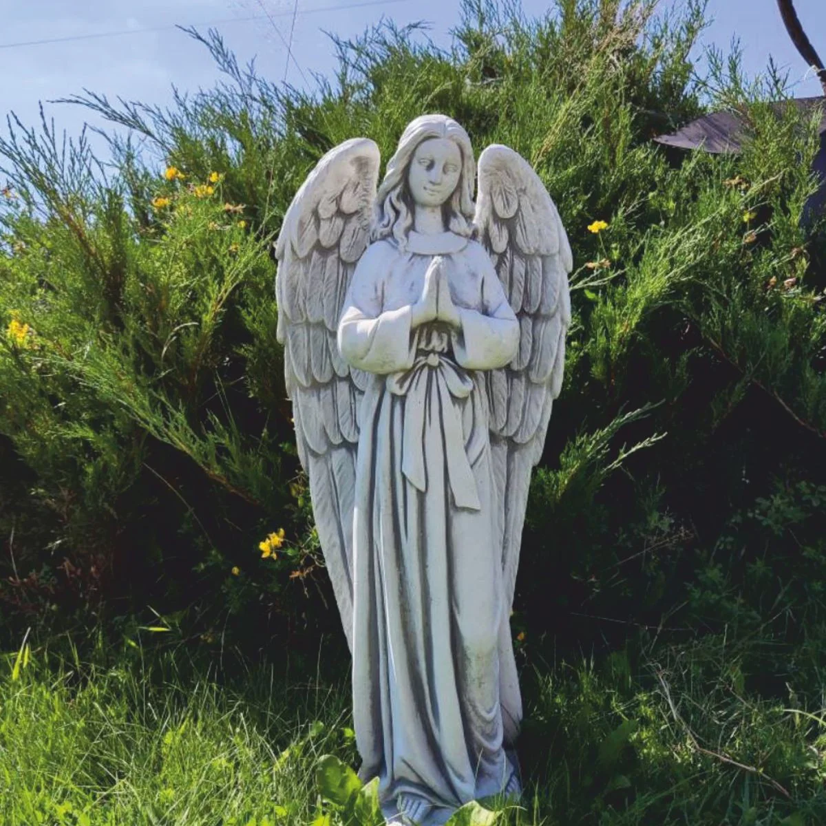 Casa Padrino escultura de decoraci¨®n de jard¨ªn Art Nouveau de hormig¨®n ¨¢ngel gris A. 57 cm