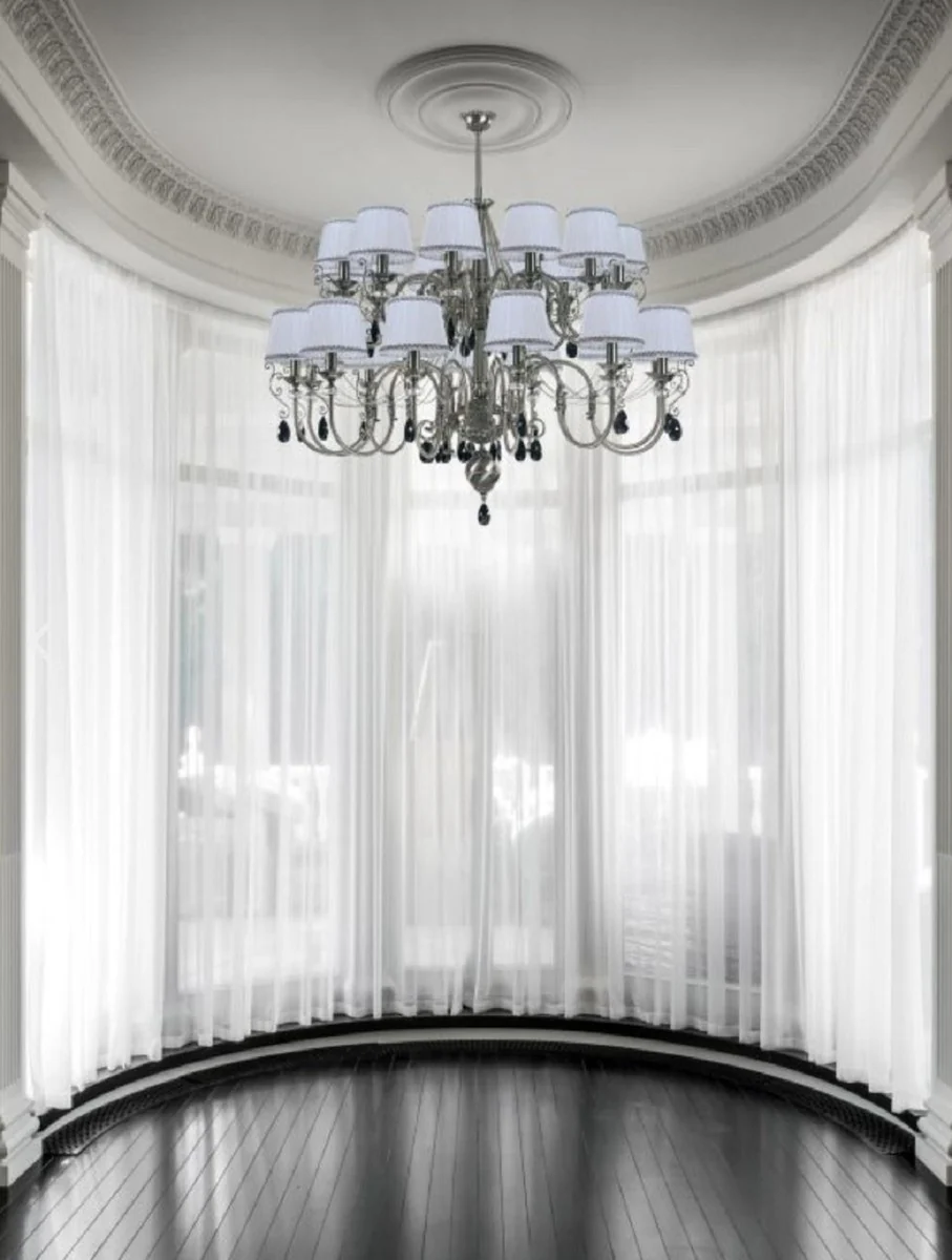 Casa Padrino ara?a de luces barroco de lujo plata / negro / blanco ? 130 x A. 115 cm