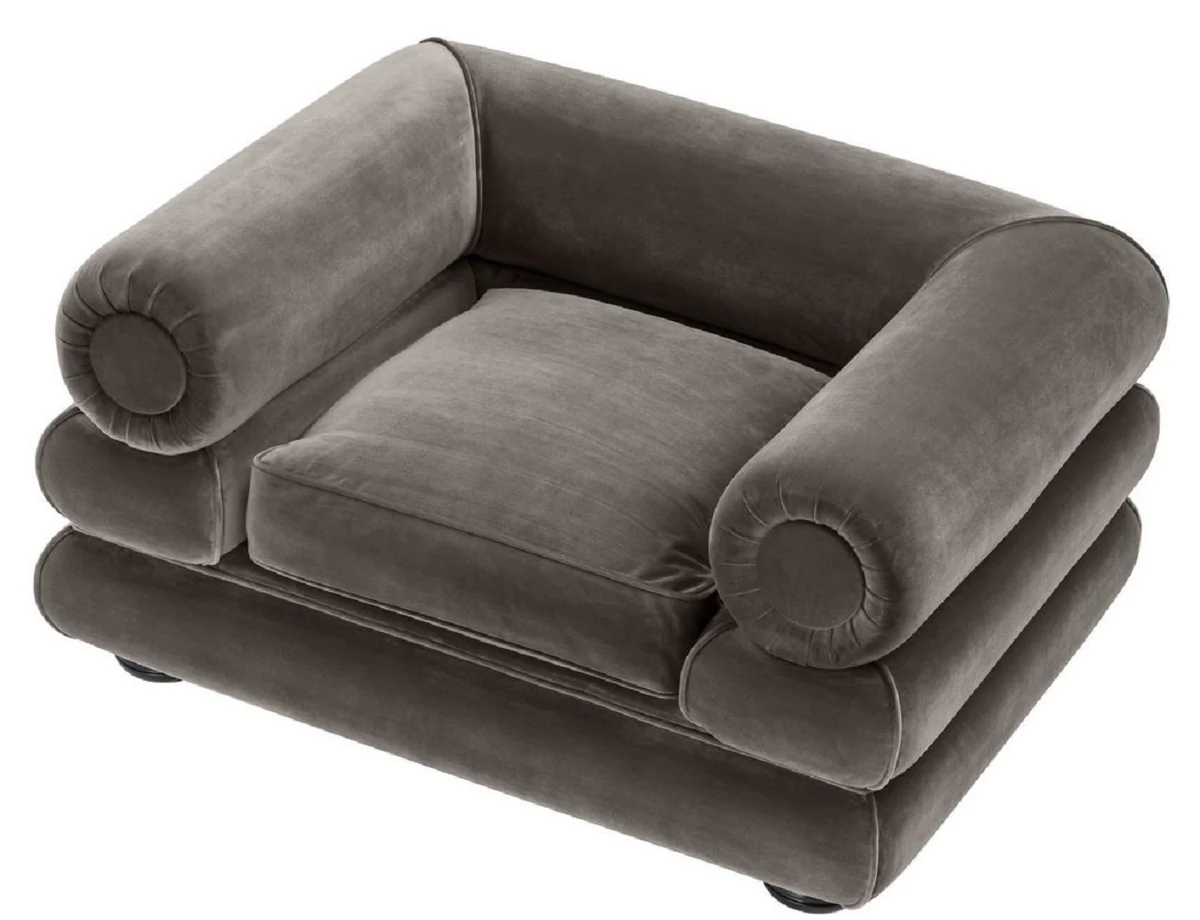 Casa Padrino sill¨®n de terciopelo de lujo gris / negro 120 x 96 x H. 65 cm - Sill¨®n de Sal¨®n - Calidad de Lujo