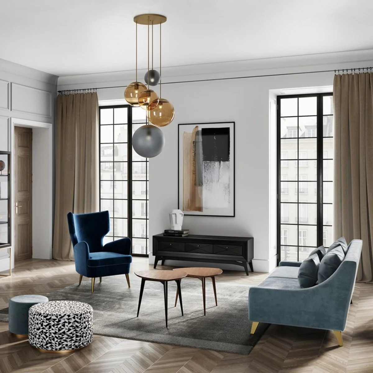 Casa Padrino sof¨¢ neocl¨¢sico de lujo azul claro / oro 152 x 97 x A. 85 cm - Sof¨¢ de sal¨®n - Sof¨¢ de hotel - Muebles de sal¨®n - Muebles de hotel - Muebles de lujo - Muebles neocl¨¢sicos