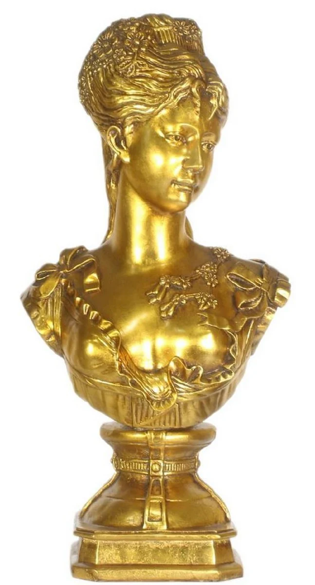 Casa Padrino busto barroco señora oro 37 x 22 x H. 70 cm - Figura Decorativa en Estilo Barroco