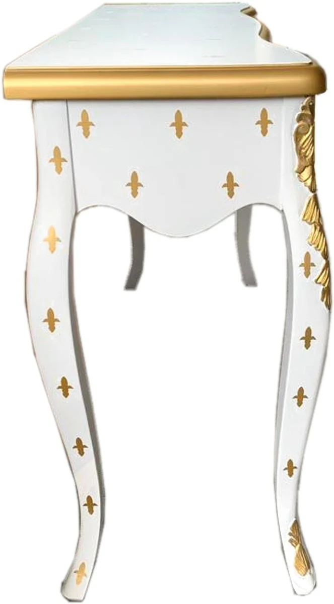 Consola barroca de lujo Casa Padrino de oro blanco con caj¨®n 120 x 40 x h. 85 cm - Mesa consola barroca