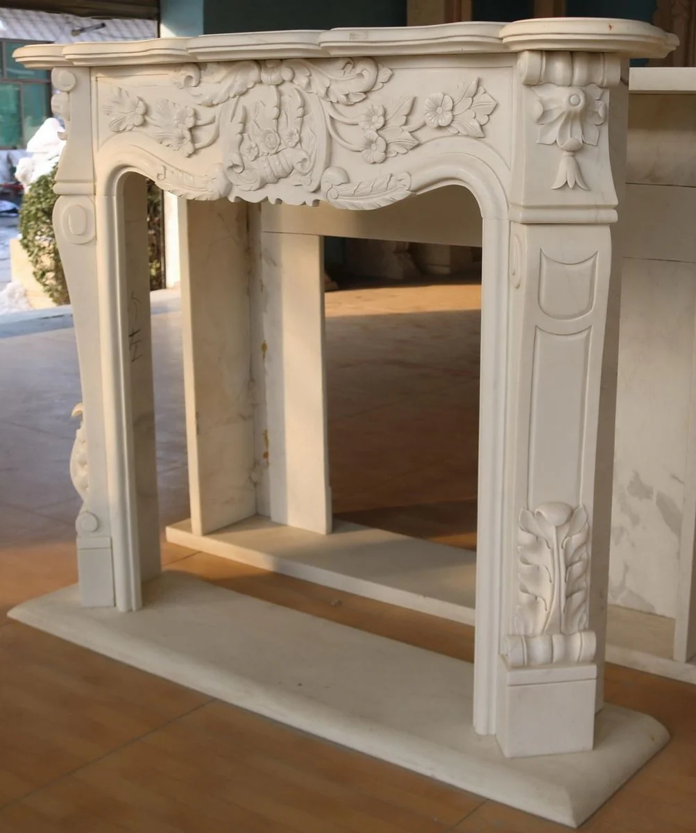 Casa Padrino marco de chimenea de m¨¢rmol barroco de lujo blanco 153 x A. 113 cm