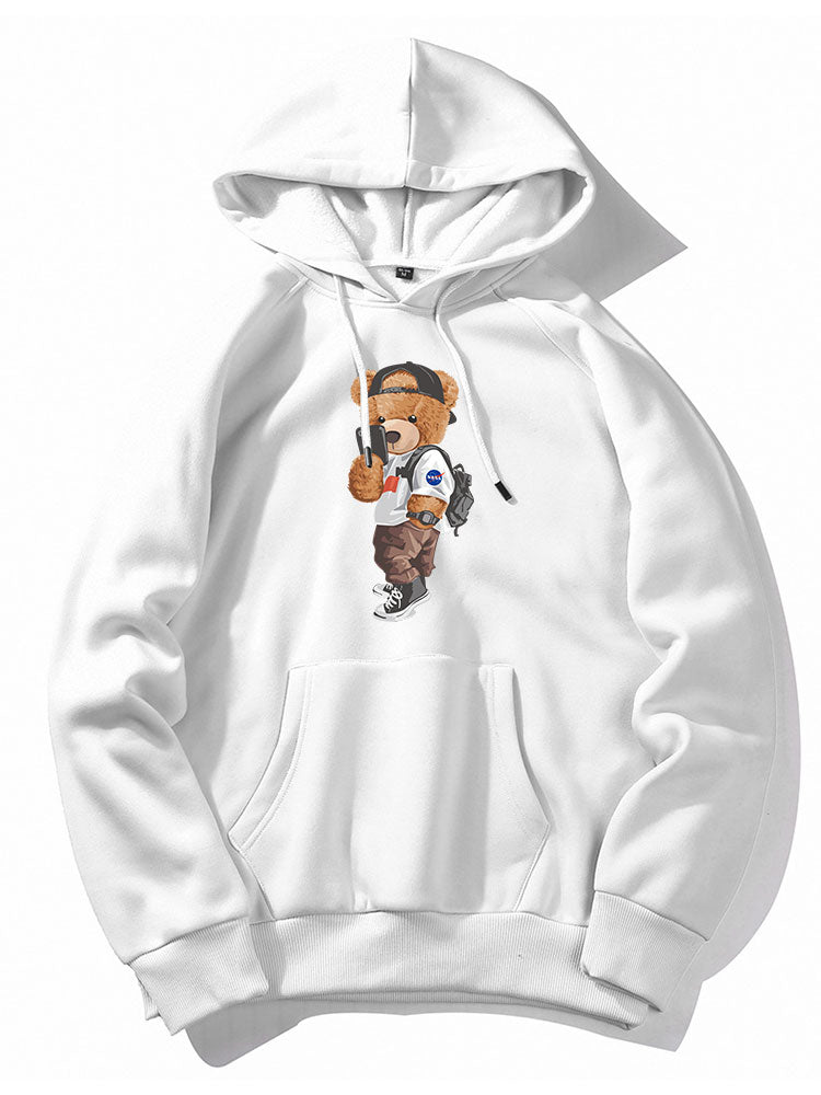 Selfie Bear Print Hoodie