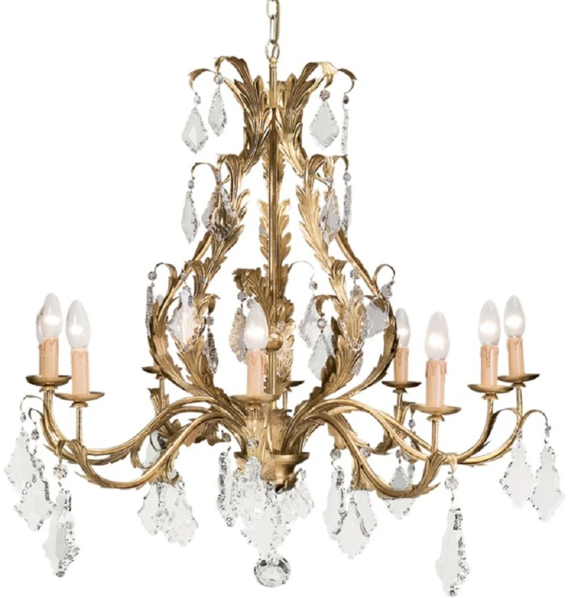 Casa Padrino araña de luces barroco de lujo oro Ø 80 x A. 80 cm - Arañas de Luces de Salón Barroco y Art Nouveau