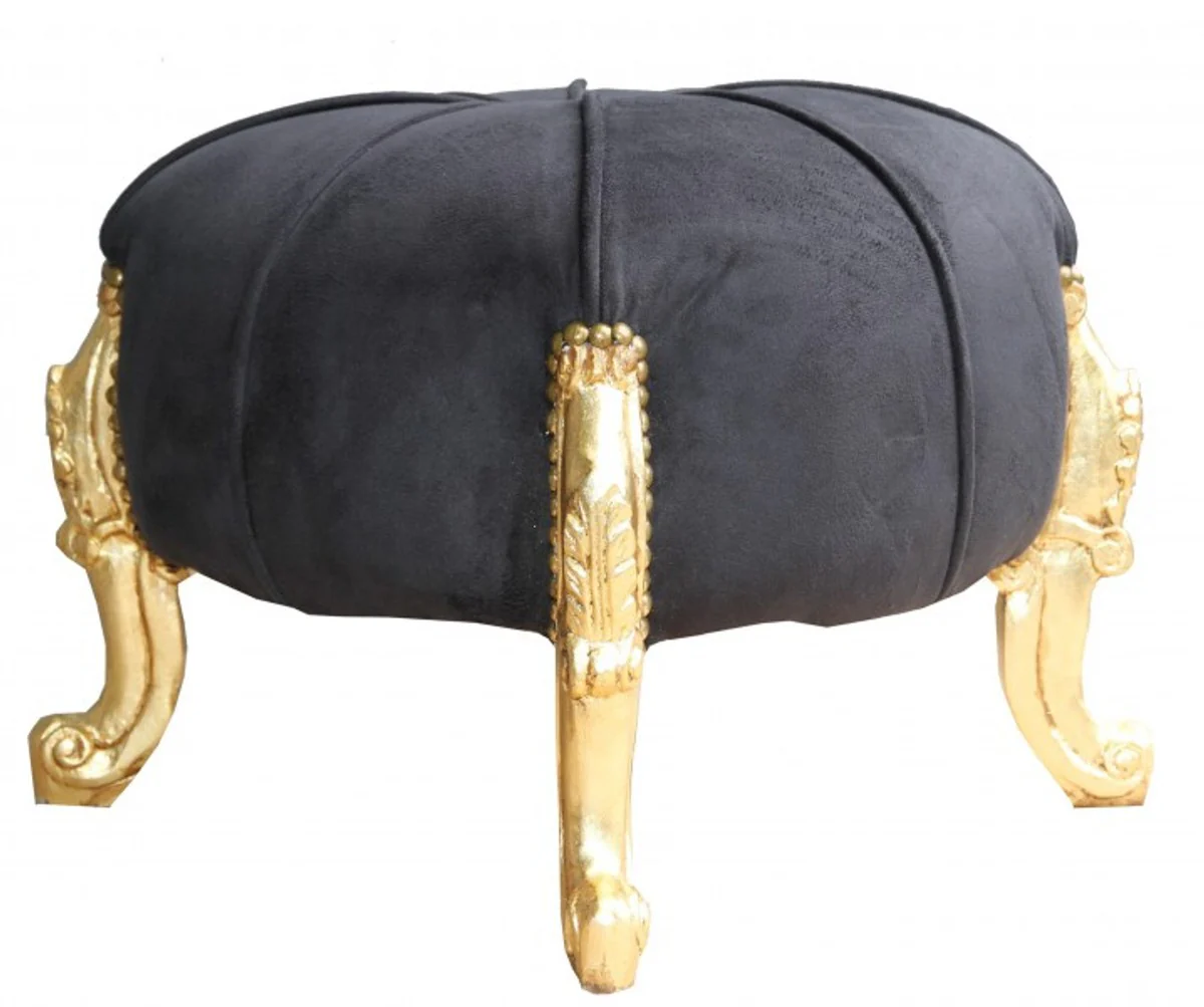 Casa Padrino barroco de heces - Rundhocker- Negro / Oro - muebles barrocos