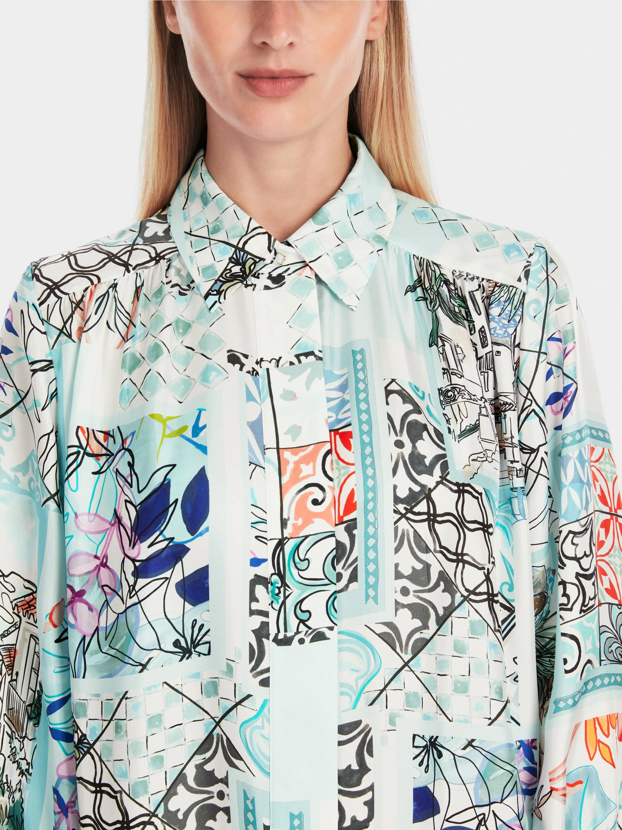 Marc-Cain Shirt dress in printed silk