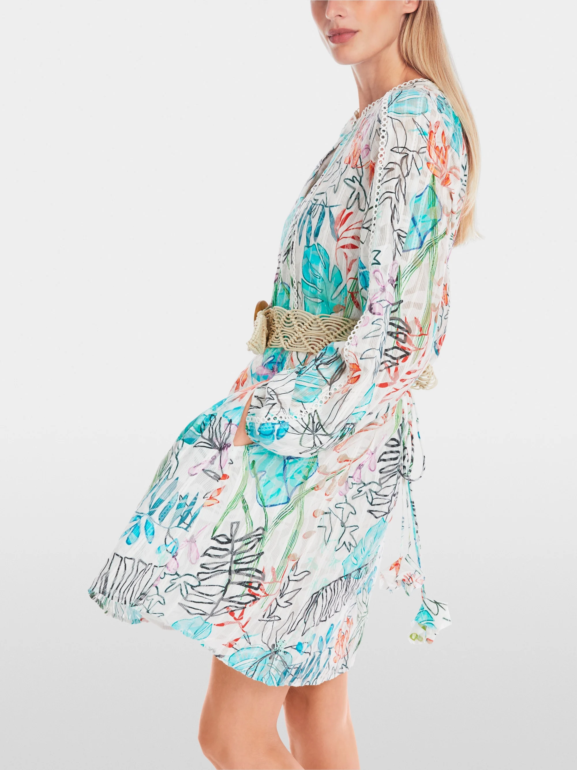 Marc-Cain Midi dress in transparent tulle lace