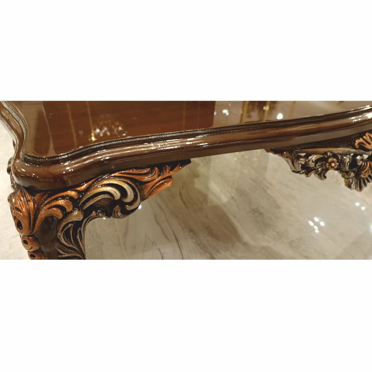 Casa Padrino mesa de centro barroco de lujo marr¨®n oscuro / gris / bronce 119 cm - Muebles barrocos