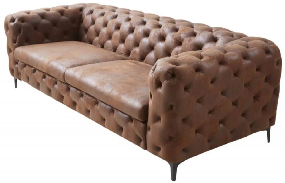Casa Padrino sof¨¢ de sal¨®n Chesterfield marr¨®n antiguo 240 x 97 x A. 73 cm - Muebles de Sal¨®n Chesterfield