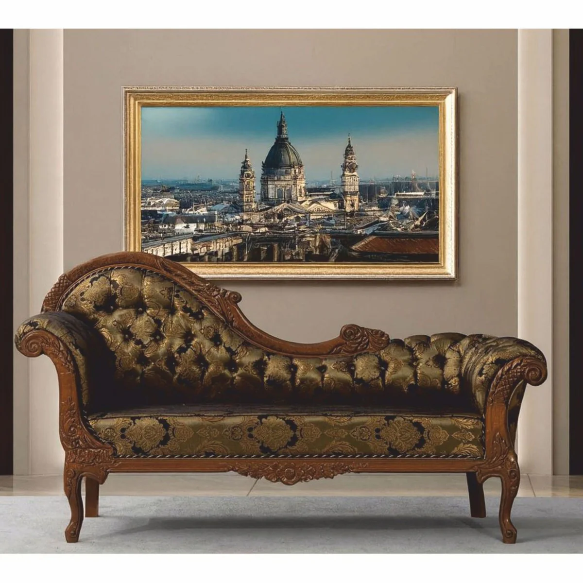 Casa Padrino Sof¨¢ Barroco de Lujo Lado Izquierdo Oro / Negro / Marr¨®n 210 cm - Muebles Barrocos