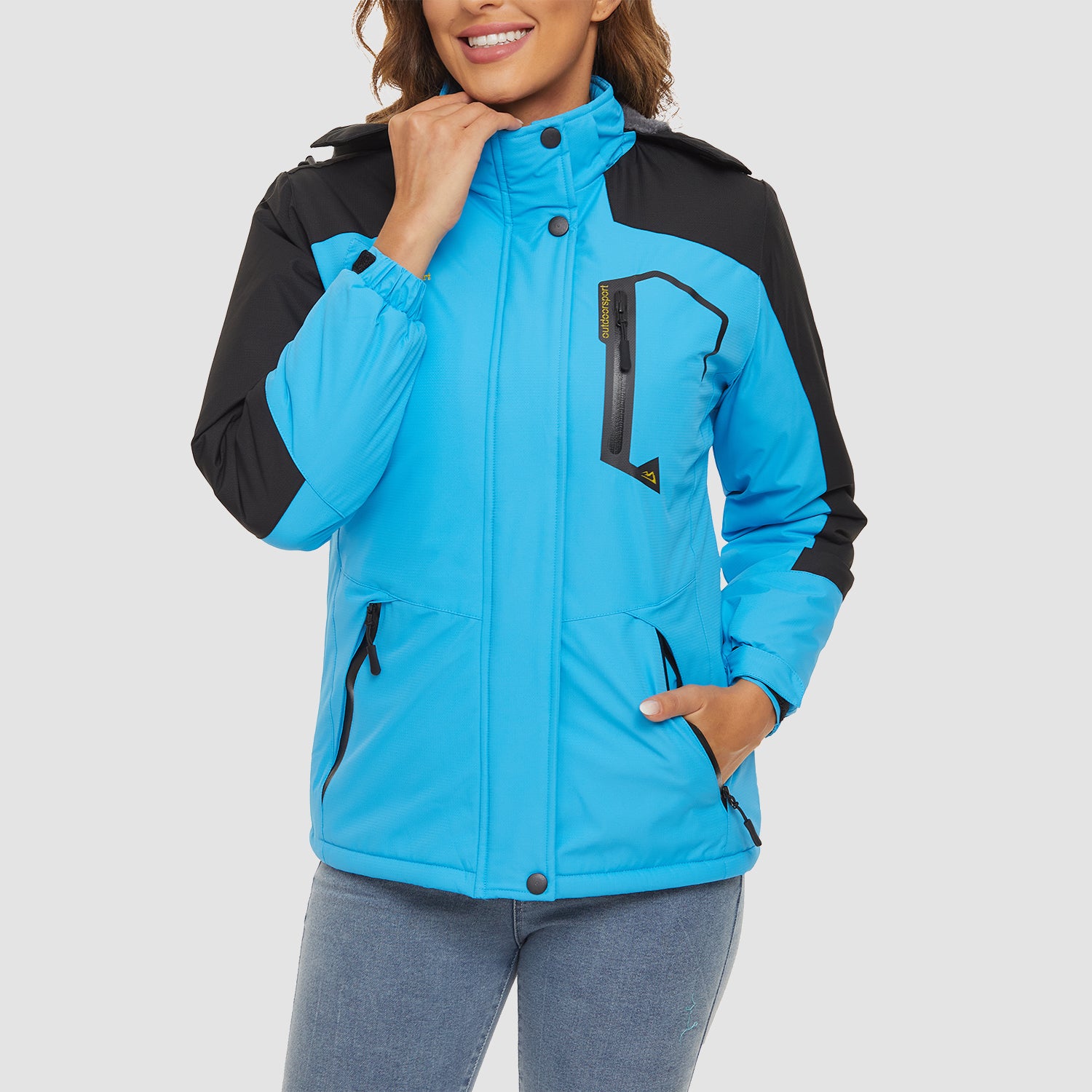 Women's Winter Coats Water Resistant Ski Snow Jacket Warm Fleece Parka Raincoats with 4 Pockets