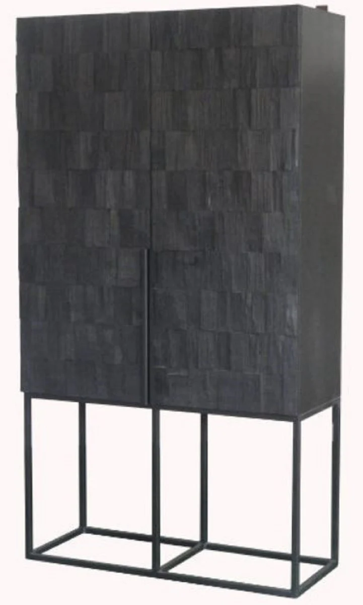 Casa Padrino armario estante de lujo con 2 puertas negro mate / negro 80 x 45 x A. 180 cm - Armario de madera maciza con patas de metal - Muebles de lujo