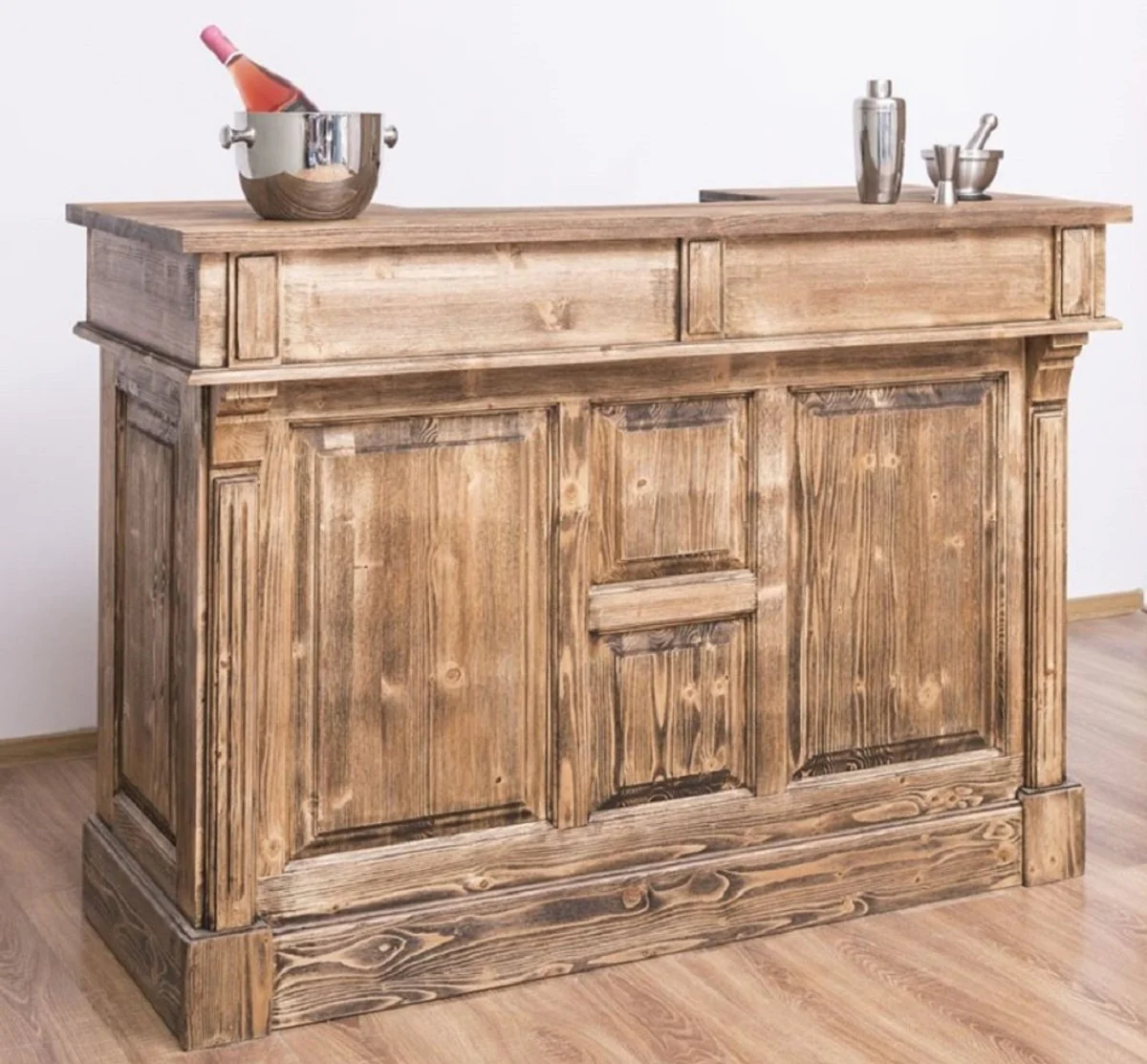 Casa Padrino barra de bar de estilo campestre marr¨®n / natural 160 cm - Mueble bar