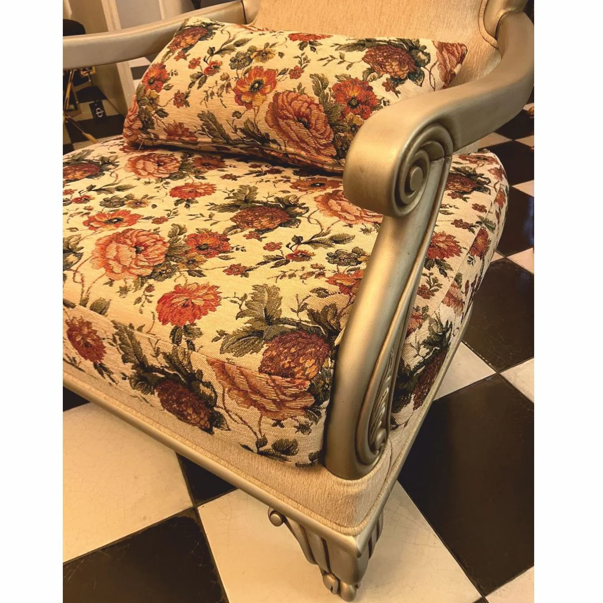 Casa Padrino conjunto de 2 sillones de sal¨®n barrocos de lujo colorido / plata - Muebles de estilo barroco