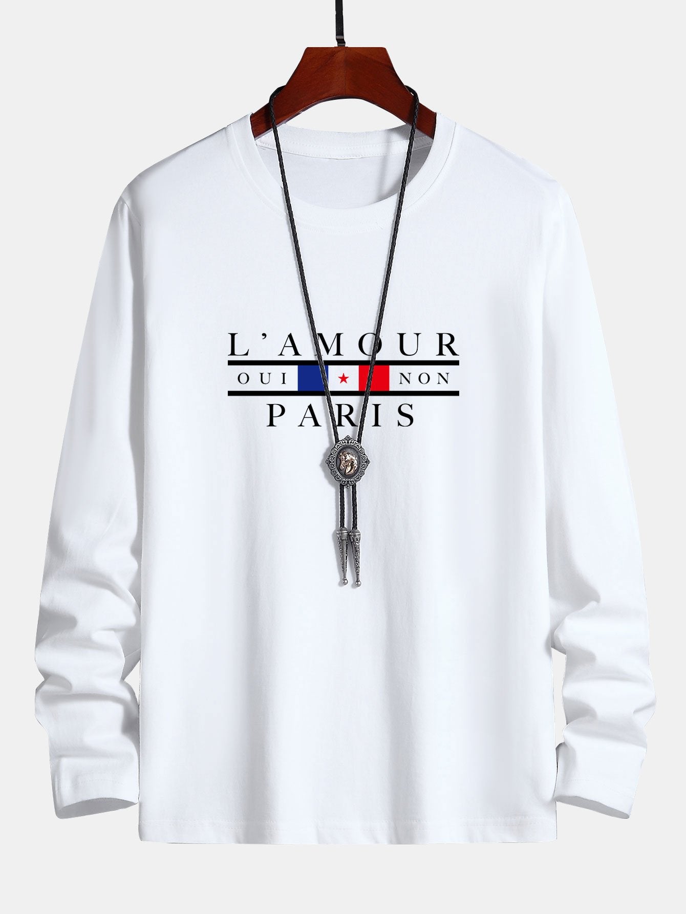 Long Sleeve Paris Slogan Print Cotton T-Shirt