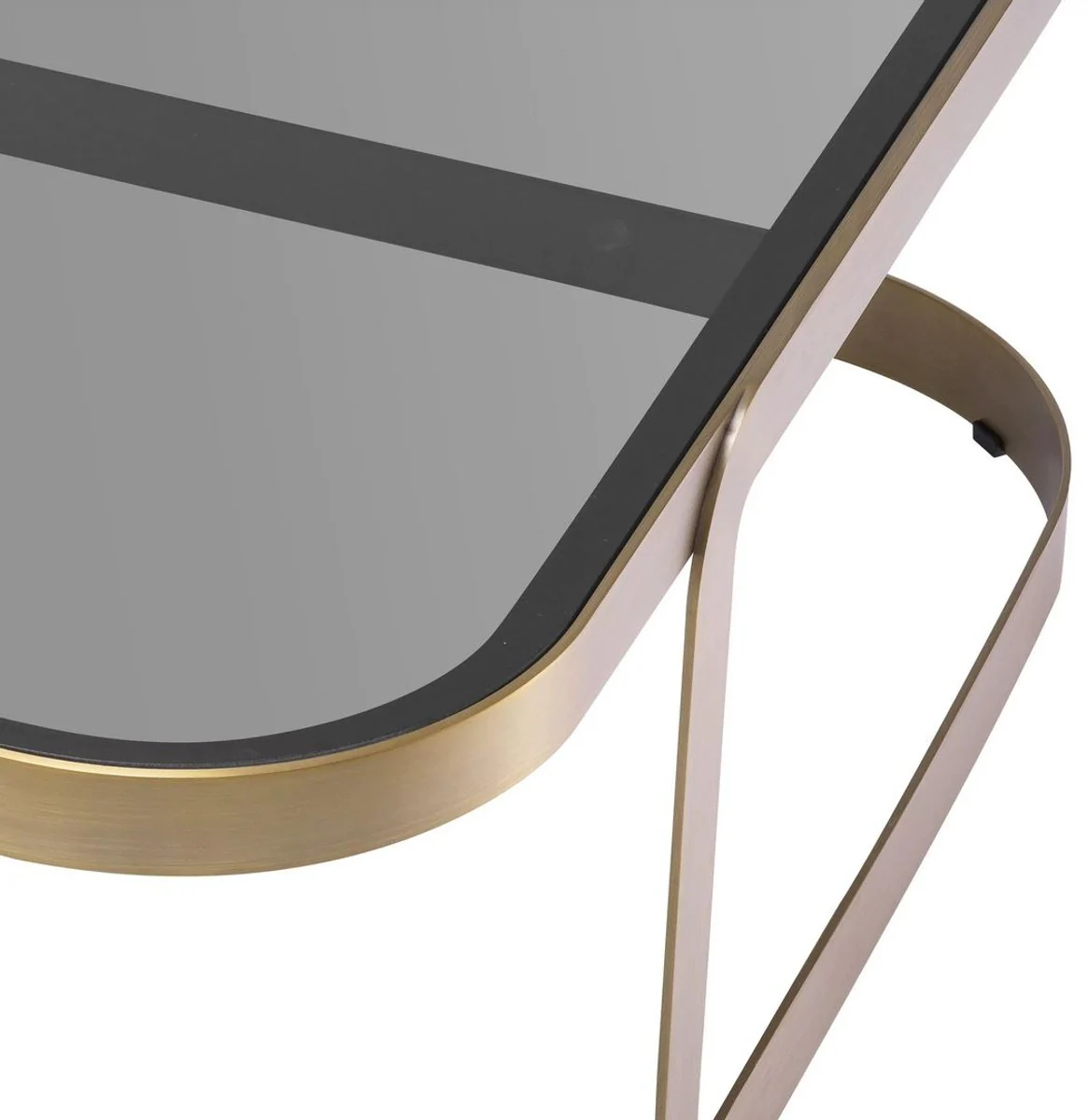 Casa Padrino mesa de centro de lujo lat¨®n / gris 90,5 x 90,5 x A. 38,5 cm - Mesa de sal¨®n de acero inoxidable con tapa de vidrio - Muebles de Sal¨®n - Muebles de Lujo