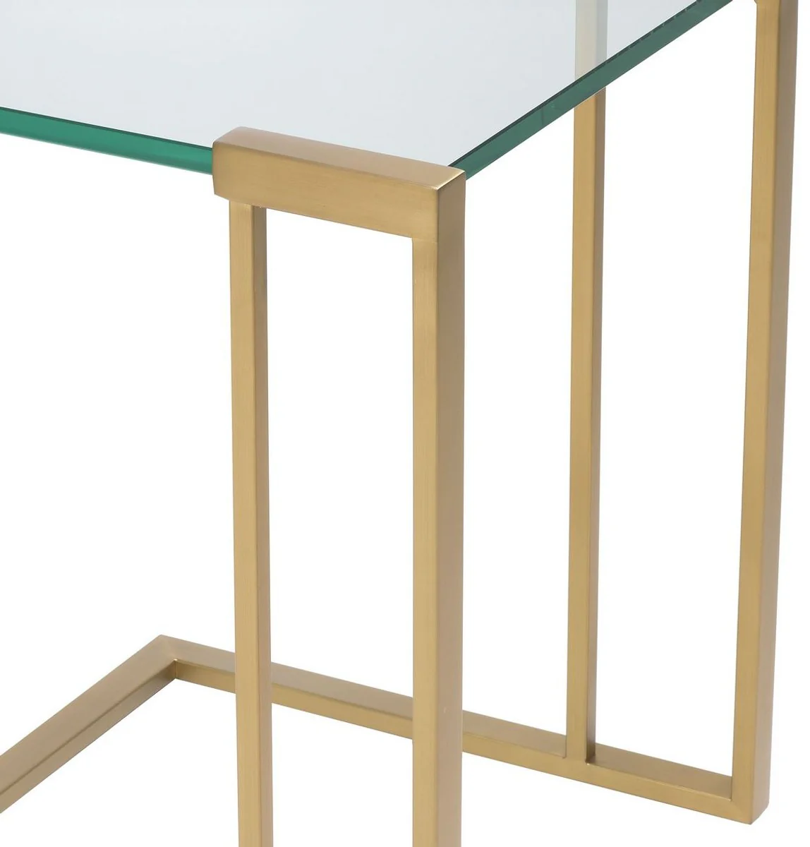 Casa Padrino mesa auxiliar de lujo lat¨®n 45 x 45,5 x A. 56,5 cm - Mesa de acero inoxidable con tapa de vidrio - Muebles de sal¨®n de lujo