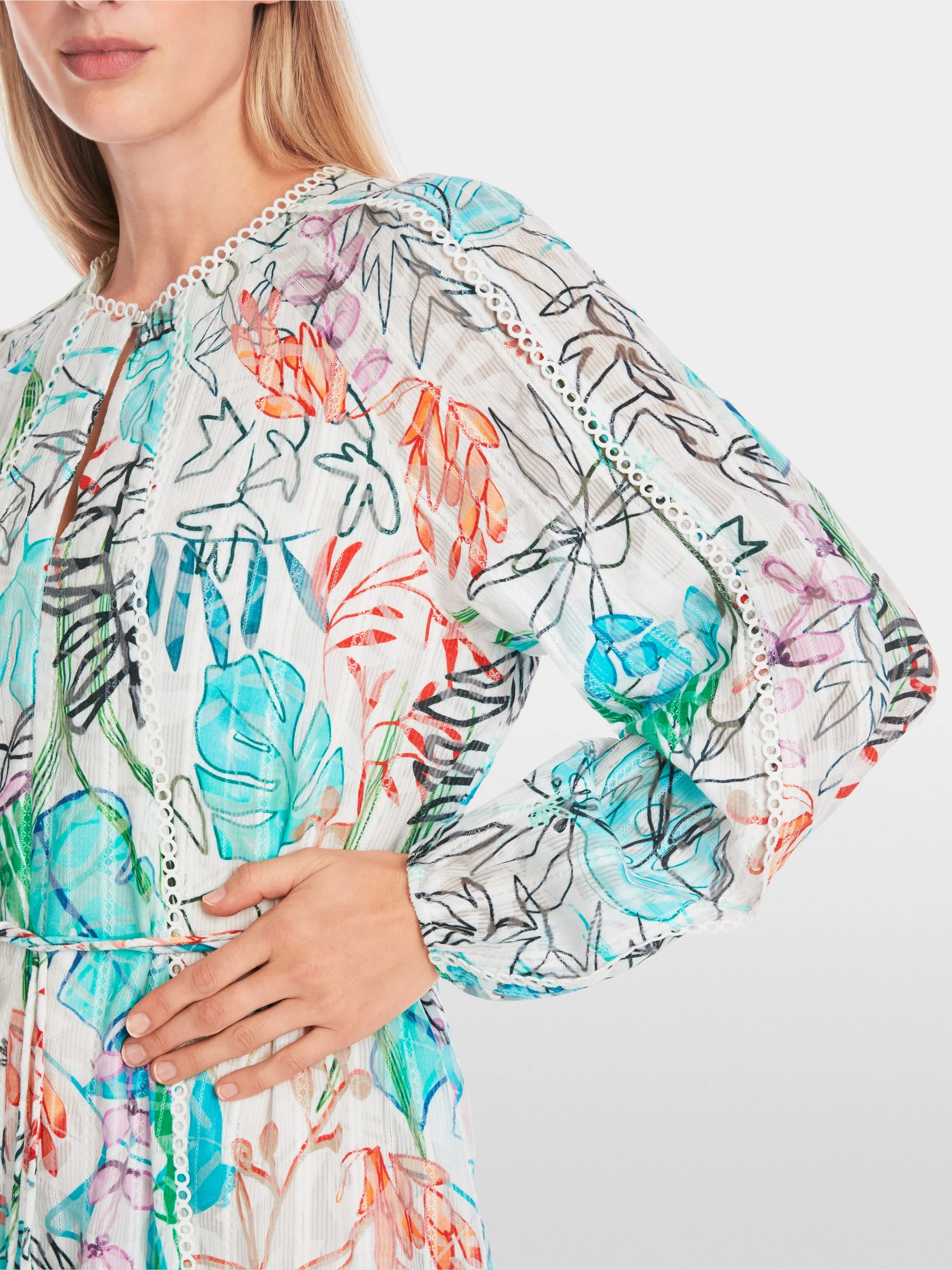 Marc-Cain Midi dress in transparent tulle lace