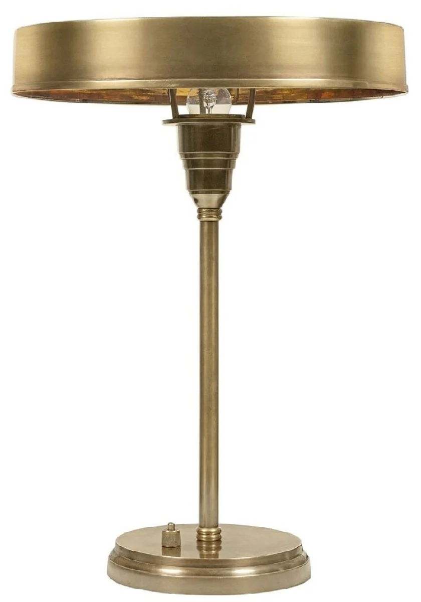 Casa Padrino lámpara de mesa Art Deco de lujo latón antiguo Ø 38 x A. 53 cm - Lámpara de escritorio redonda de latón - Luces de lujo - Interior de lujo