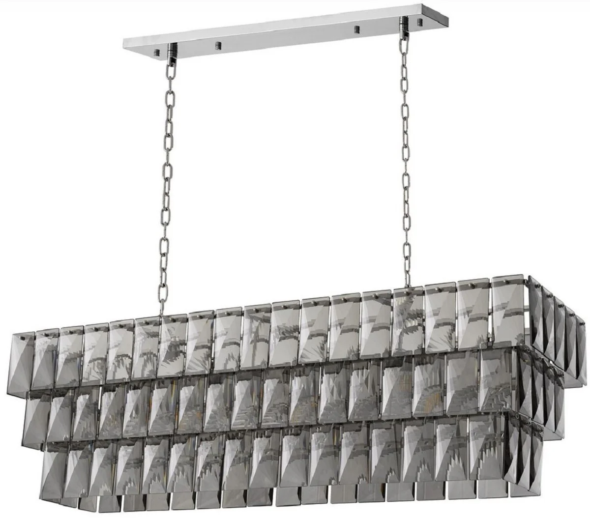 Casa Padrino araña de luces de cristal de lujo plata / gris 140 x 41 x A. 45,5 cm - Lámpara de araña de hotel y restaurante de lujo - Calidad de Lujo