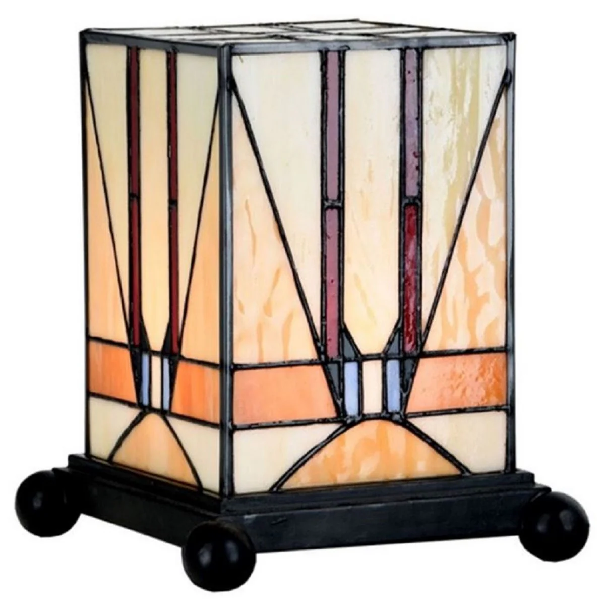 Casa Padrino lámpara de mesa Tiffany de lujo multicolor / negro 15 x 15 x A. 25 cm - Lámpara de escritorio - Lámpara de decoración de salón - Lámparas Tiffany