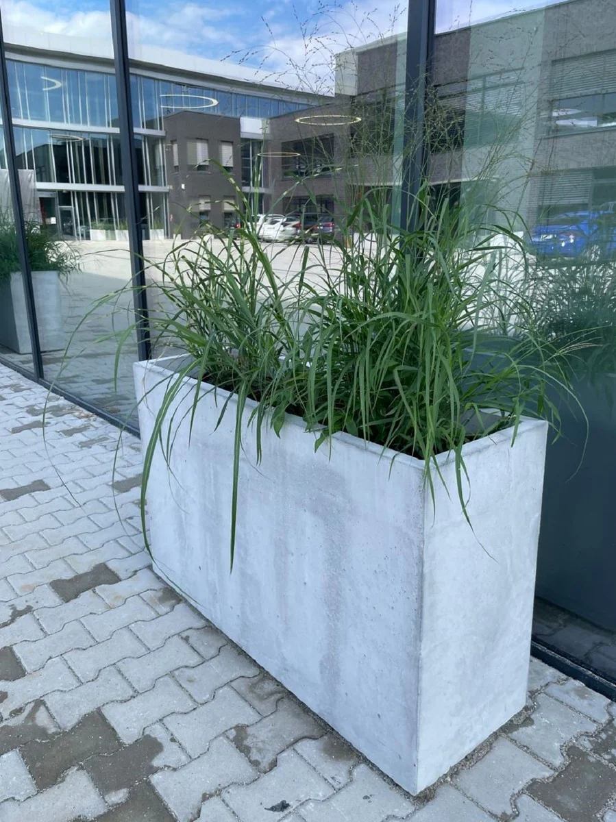 Casa Padrino maceta de hormig¨®n gris 120 x 40 x A. 74 cm - Macetero rectangular de hormig¨®n