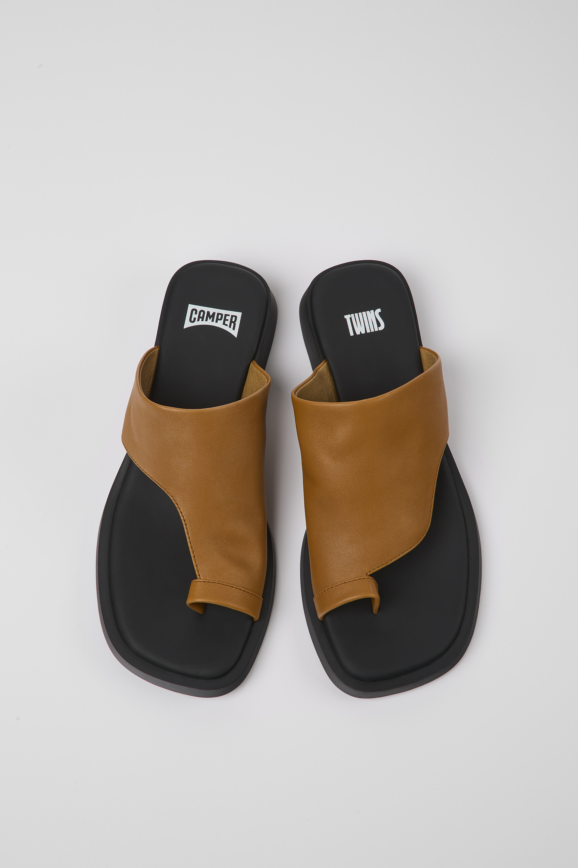 Twins - Brown leather sandals for women